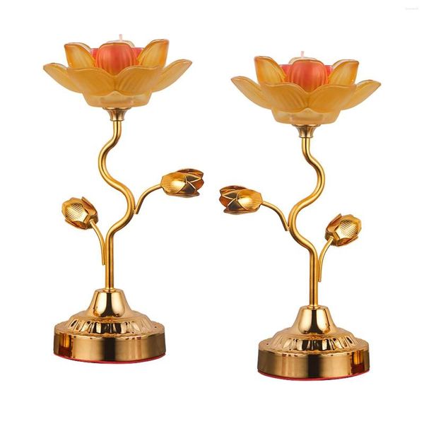 Titulares de velas 2x Lotus Ghee Suporte de lâmpada elegante chá luz castiçal para altar mesa de casamento peças centrais festival de desktop