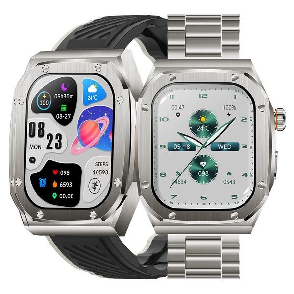 Z79 Max Smart Watch HD Tela de 2,1 polegadas Bússola Função de monitoramento de frequência cardíaca Discagem personalizada Chamadas Bluetooth Leitor de música Relógios esportivos cabem duas alças Carregador sem fio