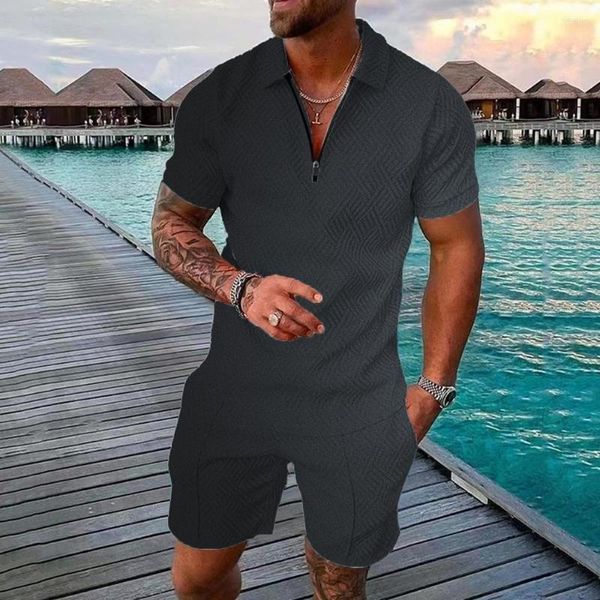 Männer Trainingsanzüge Casual Kurzarm Shorts Polo Shirt Set Farbe Gedruckt Kleidung Straße Anzug Sommer Top Mode Verkauf Hohe Qualität