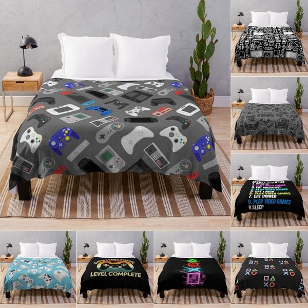 Cobertores Swaddling Gaming Throw Blanket Boy Gamer Cobertor para cama Sofá Decoração Kid Video Game Gamepad Fleece Girl Super Soft Warm Plush Cobertor 230911