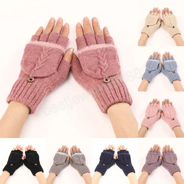 Lange fingerlose Handschuhe Winter-Fäustlinge Haspe gestrickte halbe Fingerhandschuhe warme Woll-Unisex-Workout-Handschuhe Handwärmer