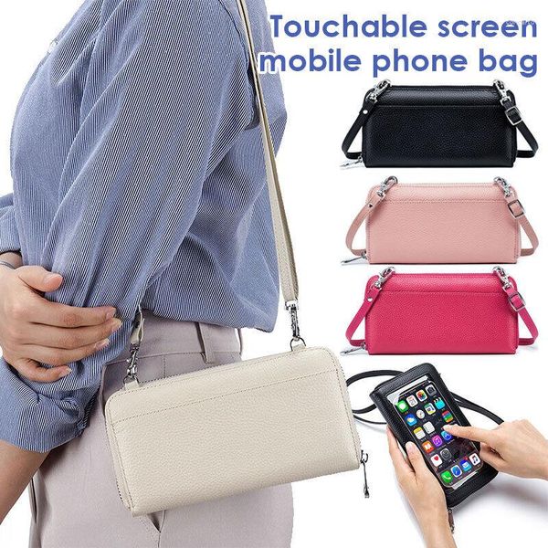 Bolsas de ombro femininas couro real pequena retangular crossbody saco telefone carteira embreagem bolsa mensageiro zip