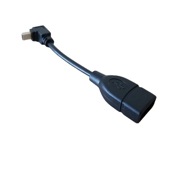 90 Grad nach unten abgewinkelter Mini-B-USB-Stecker auf USB 2.0 A-Buchse, Konverter-Adapter, Datenverlängerungskabel, Schwarz, 10 cm