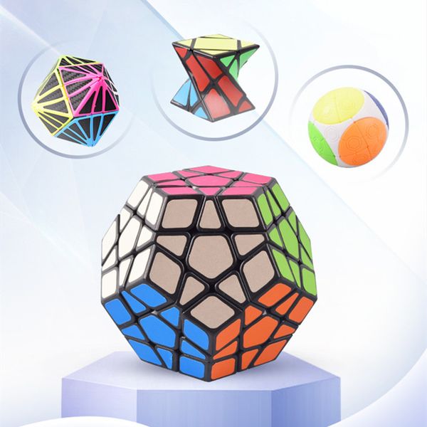 Cubo matematico magico Cubo magico irregolare Pennello a molla Adesivo Specchio Cubo da gioco Quadrato magico cilindrico ABS Griglia intelligente multistadio Cubo Cubo Piramide Anello Cubo giocattolo