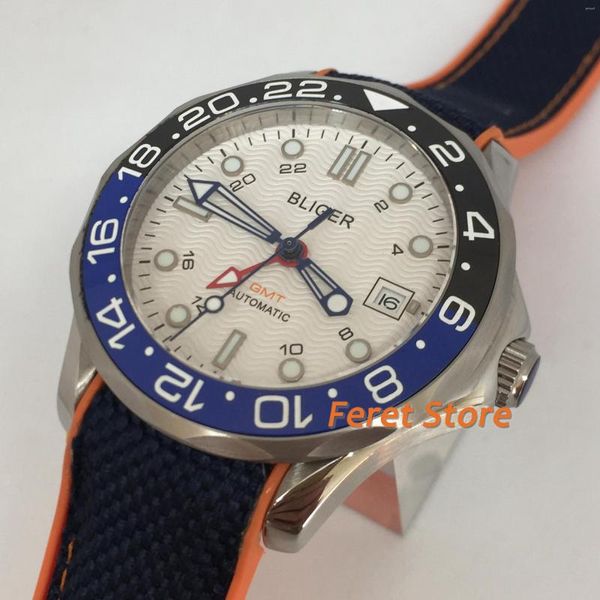 Orologi da polso Orologio da uomo meccanico automatico da 41 mm Movimento GMT Orologio da polso bianco con calendario luminoso impermeabile in vetro zaffiro