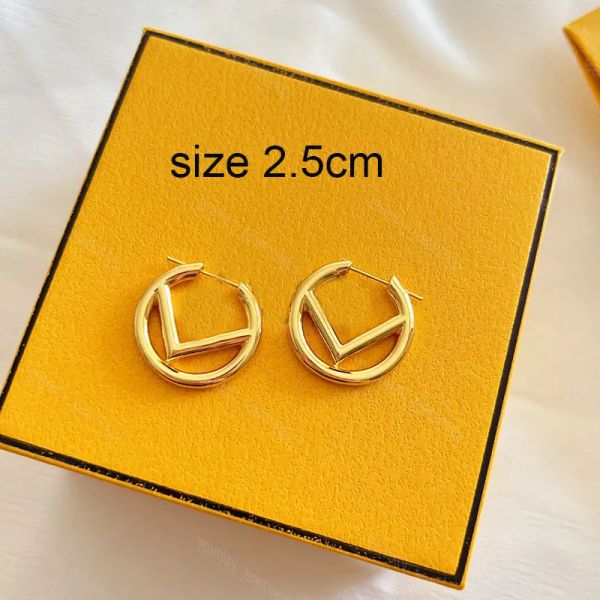 Damen-Ohrstecker, Designer-Premium-Gold-Diamant-Ohrring für Damen, Creolen F, luxuriöse Creolen, Buchstaben-Design, baumelnd, Größe 2,5 cm, Schmuck mit Box 2391X7D