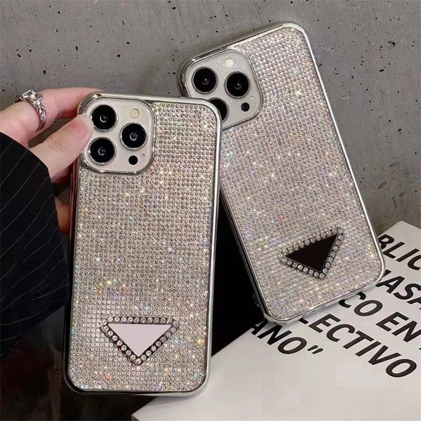 Designers de luxo moda telefone caso prata capa traseira iphone 12max 13pro promax 14 14pro promax xsmax casos de telefone bling caso iphone móvel