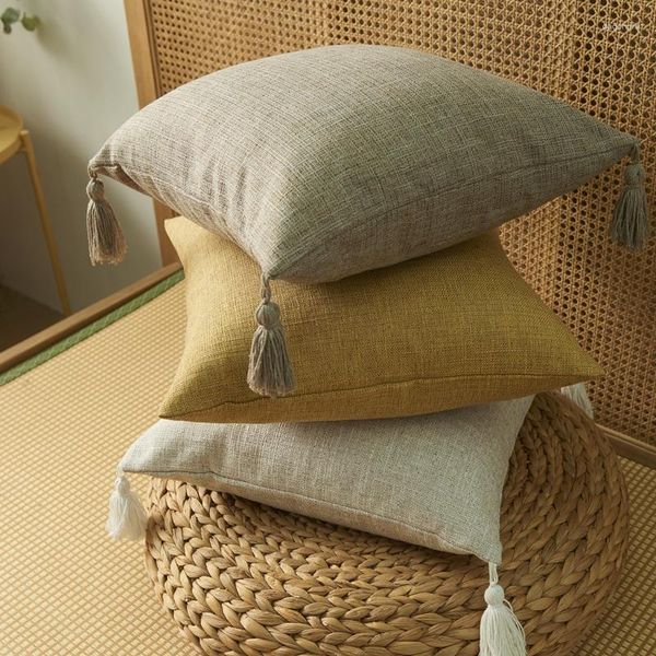 Federa decorativa con nappe per cuscino, federa da 45 x 45 cm, decorazione domestica fatta a mano, federa per divano letto del soggiorno