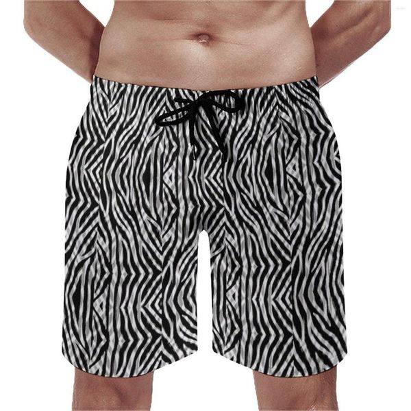 Pantaloncini da uomo Tribal Zebra Board Summer Black White Stripes Sport Fitness Pantaloni corti da spiaggia Stampa di moda Costume da bagno taglie forti