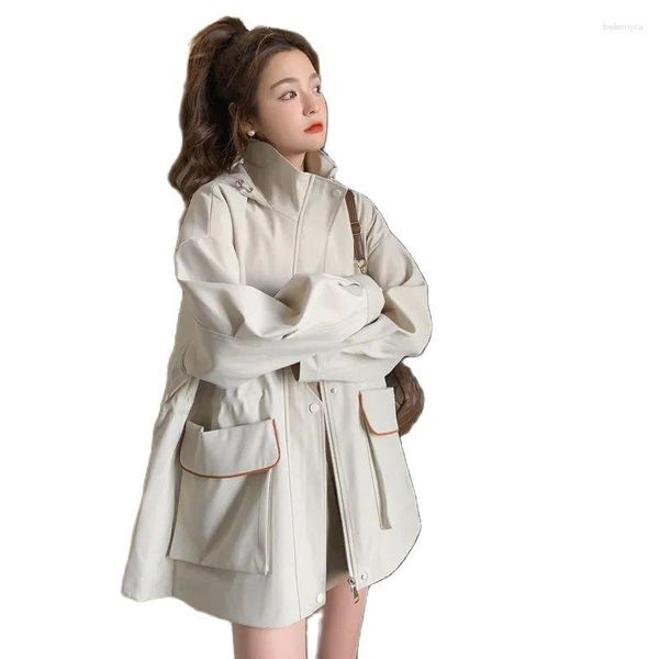 Frauen Trenchcoats Stilvolle Mit Kapuze Zipper Mantel Für Kleidung 2023 Frühling Herbst Casual Windjacke Khaki Oberbekleidung BC392