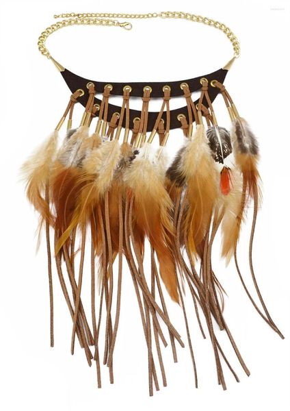 Anhänger Halsketten Ethnische Böhmische Übertriebene Federhalsband Für Frauen Männer Halloween Cosplay Großes Halsband Gypsy