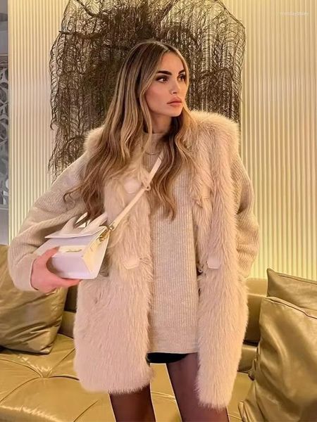 Damen Pelz SLTNX Mode Frauen Faux Warme Weste Mäntel Winter Lange Kalte Ärmellose Westen Damen Casual Pelzige Oberbekleidung