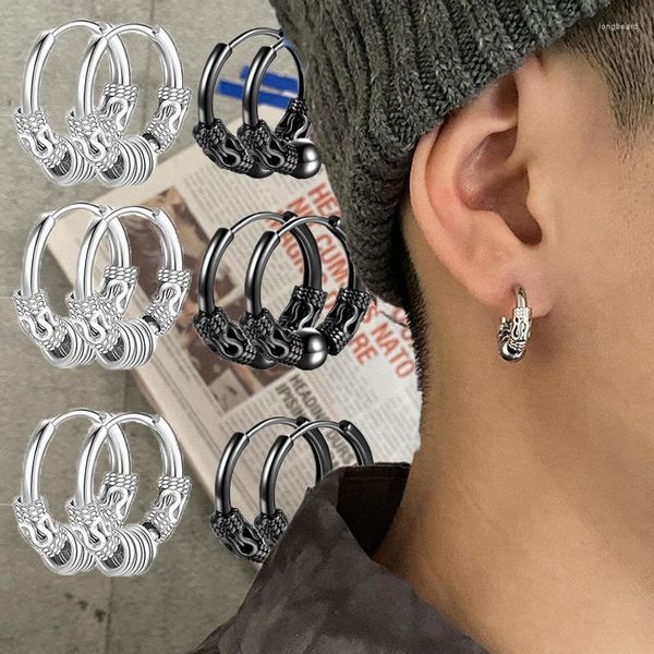 Brincos de argola de aço inoxidável para homens meninos punk orelha parafuso prisioneiro hip hop brinco gótico jóias presentes de festa acessórios