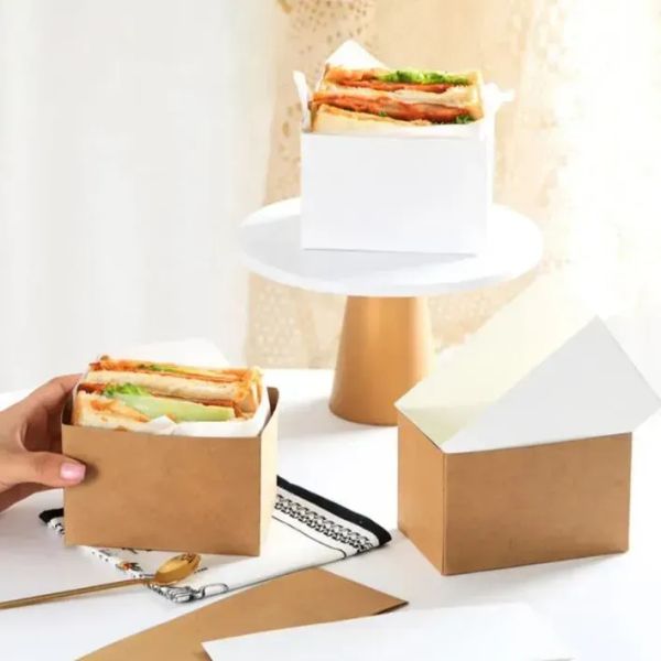 Geschenkpapier, Lebensmittel-Hamburger-Verpackungsbox, ölbeständiges Kuchen-Sandwich-Bäckerei-Brot-Frühstücks-Verpackungspapier für Hochzeitsfeier-Versorgung 911