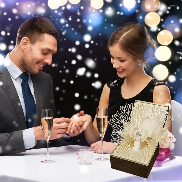 Geschenkverpackung, personalisierte Ringbox für Hochzeit, Valentinstag, Verlobung, Papierskulptur, Blumenblätter, exquisite Verpackung