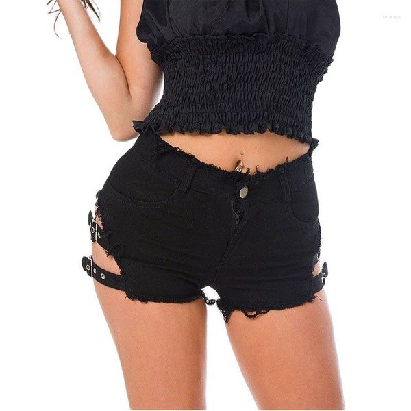 Damen Jeans Sommer Strand Sexy Booty Shorts Hohe Taille Denim Disco Club Kurze Frauen Clubwear Tanz