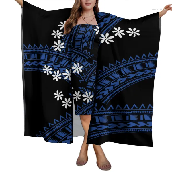 Arbeitskleider 2023 Verkauf von Damen 2-teiliges Kleidungsset Pacific Art Tribal Design Langer Mantel Kurzes Party-Bodycon-Kleid