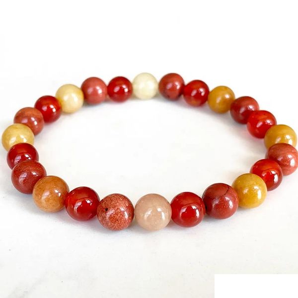 Frisado Strand Mg1710 Mulheres Leo Zodíaco Pulseira 8 Mm M Jade Vermelho Jasper Carnelian Chakra Beads Pulso Mala Natural Gemstone Je Dhgarden Dh20E