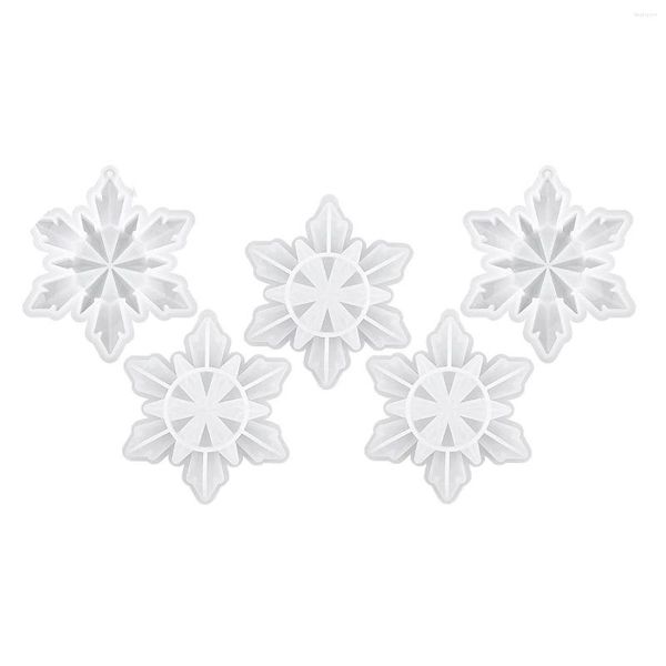 Ferramentas de cozimento 5 peças moldes de resina de silicone de natal 3d floco de neve molde de fundição epóxi para ornamento diy