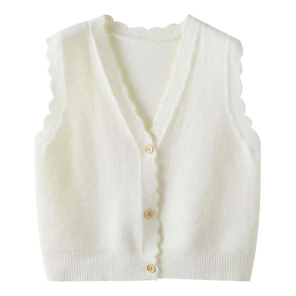 Primavera e outono estilo coletes feminino decote em v formal curto cor pura colete de malha com camisola pequena