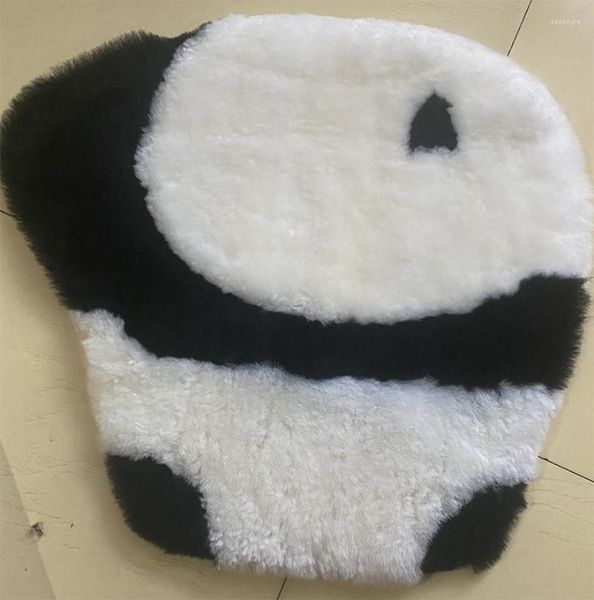 Travesseiro Panda Dos Desenhos Animados Pele De Carneiro Bonito Assento De Carro De Pele Sala De Estar Quarto Criativo Decoração De Interior De Pele De Carneiro