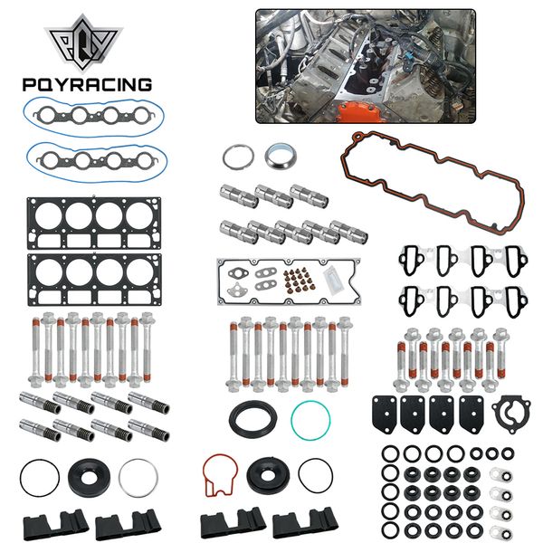 Para gm 5.3 levantador kit de substituição cabeça conjunto cabeça parafusos levantadores guias para 05-13 chevy avalanche silverado gmc enviado PQY-KIT12