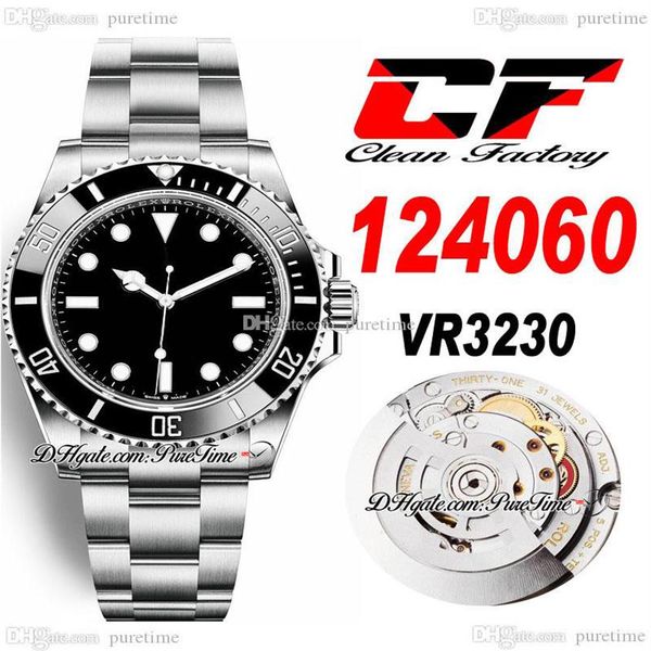 Clean CF VR3230 Автоматические мужские часы без даты с керамическим безелем, черный циферблат, браслет из стали Oyster 904L Super Edition с тем же серийным номером War327q