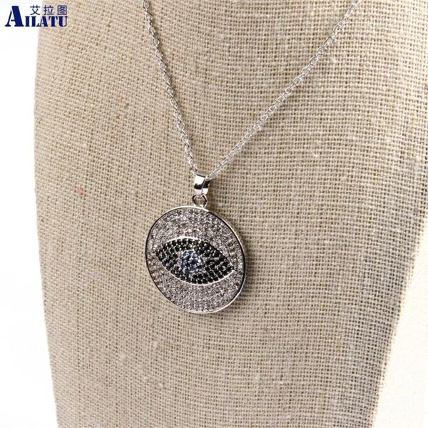 Anhänger Halsketten Große türkische glückliche blaue CZ-Augen-Halskette Mix ColorsMicro Pave Mode-Accessoires Mädchen Dame Luxus Sommerschmuck