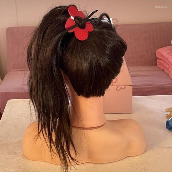 Saç klipleri moda düzensiz kırmızı çiçek dalları saç tokası akrilik çubuk saç modeli aracı x3ud
