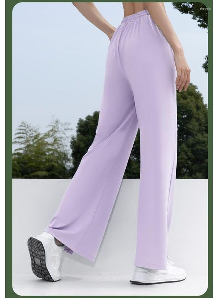 Pantaloni attivi Pantaloni casual da donna Divisi per pulire Mostra le gambe Lunga sensazione di freschezza Protezione solare Pantaloni sportivi estivi anti-UV Basic a gamba larga