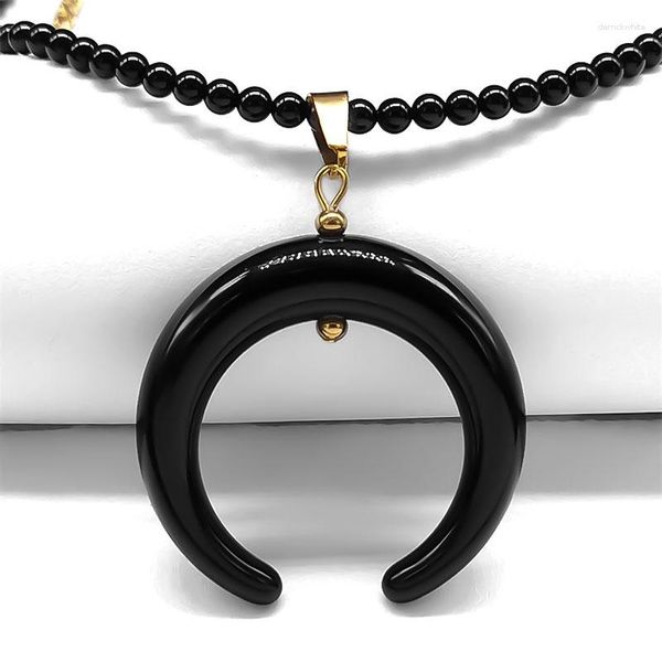 Anhänger Halsketten Einfache schwarze Perlen Crescent Moon Choker Halskette für Frauen Boho Trendy Wicca Modeschmuck Geschenk Bijoux Femme N5137S0