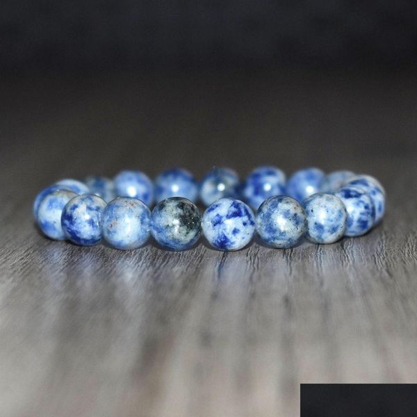 Perline Mg1167 Nuovi uomini 10 mm blu Sodalite Bracciale Yoga Mala Regalo per il marito Fidanzato Insonnia Drop Delivery Gioielli Brace Dhgarden Dhvct