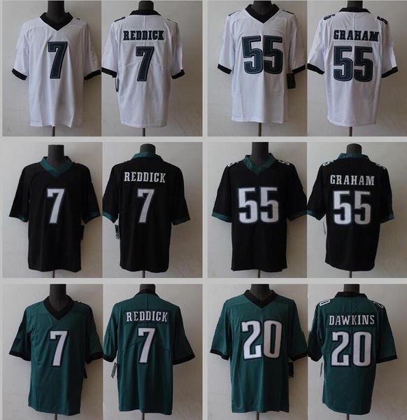 7 Haason Reddick genähte Fußballtrikots 1 Jalen Hurts Brian Dawkins Brandon Graham Männer Frauen Jugend S-3XL grün-weißes Heim-Auswärtstrikot