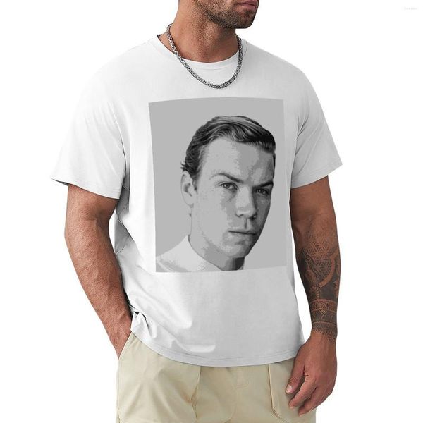 Polos masculinos Will Poulter Art Portrait Camiseta com estampa animal para meninos Roupas de anime Camisetas gráficas masculinas