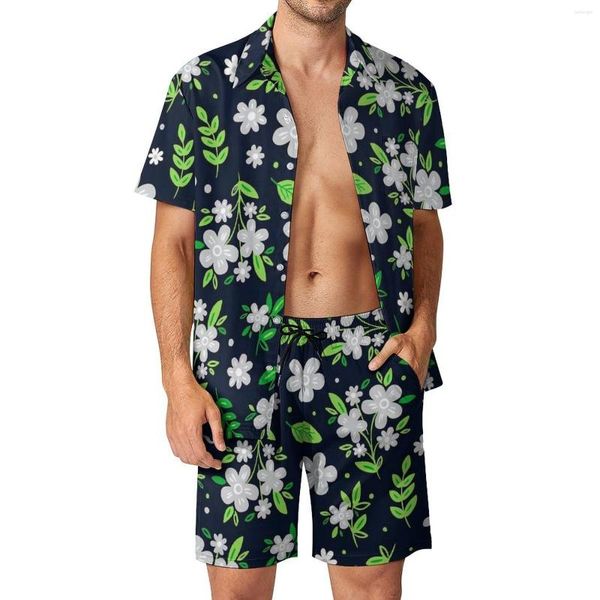 Tracksuits masculinos Ditsy Floral Homens Define Flores Imprimir Engraçado Camisa Casual Definir Mangas Curtas Shorts Gráficos Verão Fitness Ao Ar Livre Terno Grande