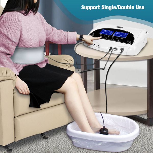Двойная ионная очищающая машина для детоксикации, электрический массажный аппарат для очистки ног, ванна для ног, салон, спа-массажер для мышц, уход за телом