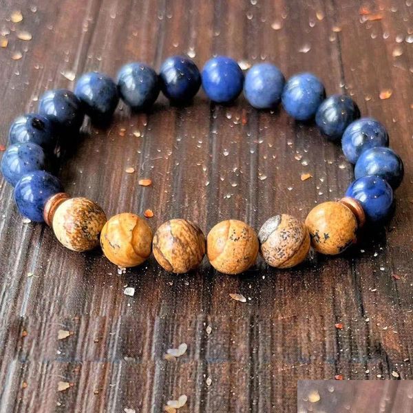 Frisado Mg1626 Strand Novo Design Raiz Para Subir Pulso Mala Pulseira Imagem Jasper Dumortierite Cura Cristais Malas Drop Del Dhgarden Dhzbk