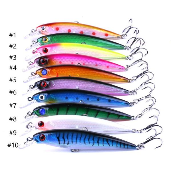 20 peças lote 10 cores novas iscas de peixinho equipamento de pesca 11cm-13 4g 4 # ganchos profundidade de mergulho iscas de pesca de plásticomi027279i