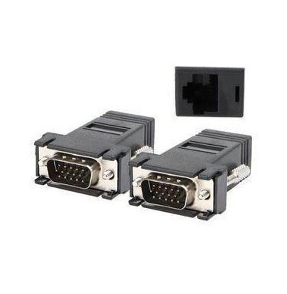 Adaptador conversor de rede ethernet, 15 pinos vga macho para rj45 RJ-45 fêmea hdb15 d-sub para cat5 cat6