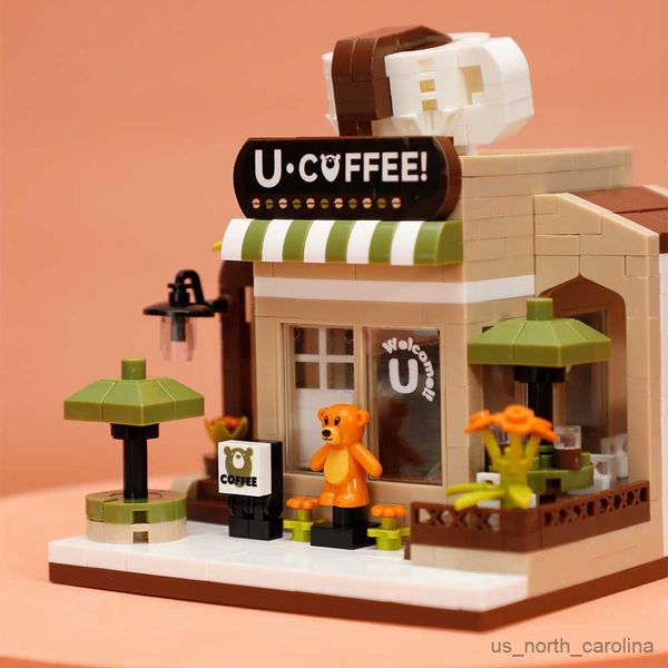 Blocchi Casa Building Blocks City Store Building Street Coffee Shop Fiorista Blocchi assemblati Giocattoli Ragazzi Ragazze Regali R230911