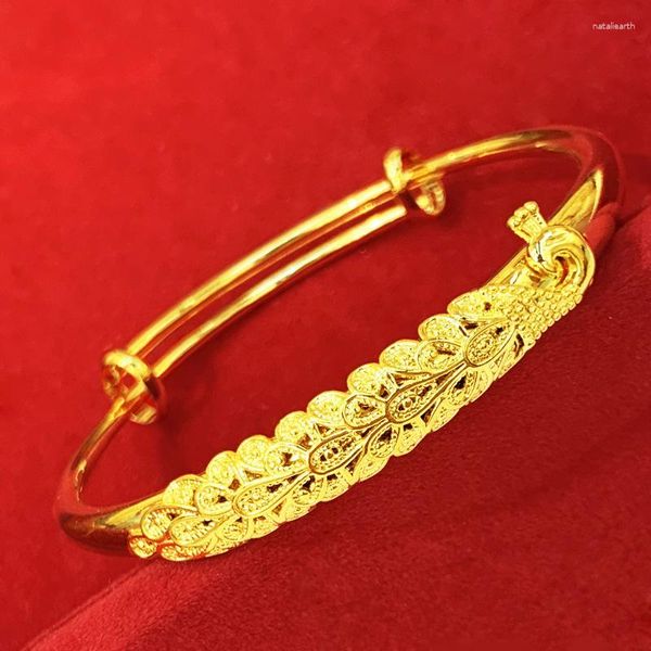 Женский браслет GP из желтого золота с подвеской в виде павлина, регулируемый Pulseira Femme, не выцветает, свадебные украшения, подарок