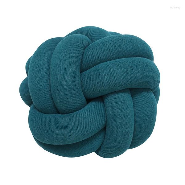 Kissen Inyahome Home Decor Runde Kugel Pfauenblau geknotete Kissen Handgefertigter Überwurf Plüschboden S für Schlafzimmer Sofa Couch