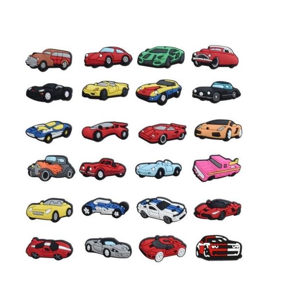 Peças de sapato acessórios pvc decoração fivela charme tamanco pinos botões encantos dos desenhos animados esportes meninas meninos carro brinquedo entrega gota dh3k5