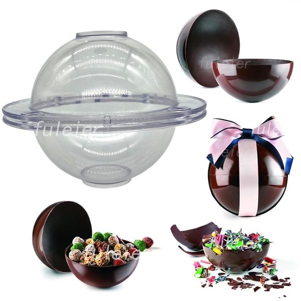 Molde de policarbonato para chocolate con esfera grande 3D, moldes de bolas para hornear, hacer bomba de chocolate, pastel, gelatina, mousse, confitería 220518192o