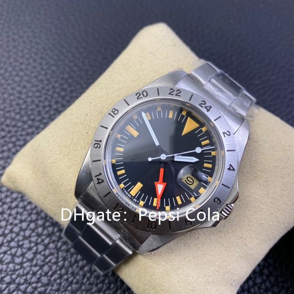 BP Fabrika Uxury Kalite Vintage En İyi Baskı R-GMT Ref.1972 1655 Model Exp Lorer II Paslanmaz Çelik Otomatik Kemer İzleme 24 Saat ve Tarih Ekran Su geçirmez-1