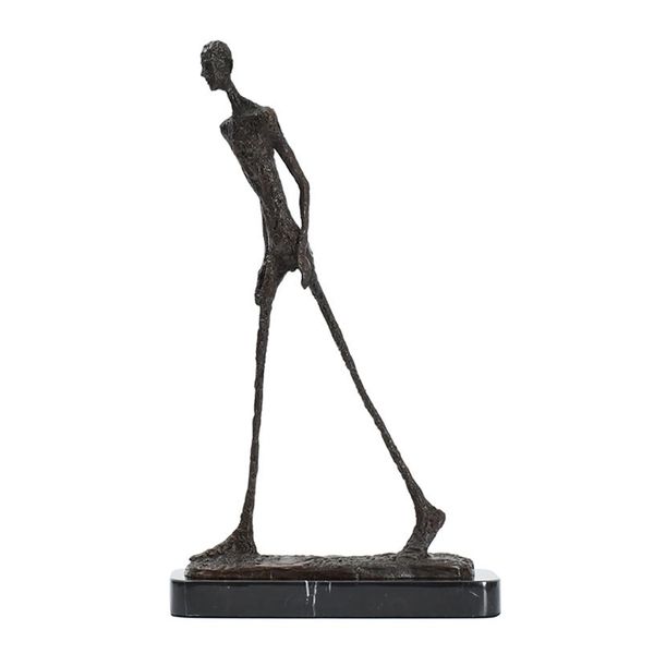 Walking Man Statue Bronze von Giacometti Replik einer abstrakten Skelettskulptur Vintage Collection Art Home Decor 210329201x