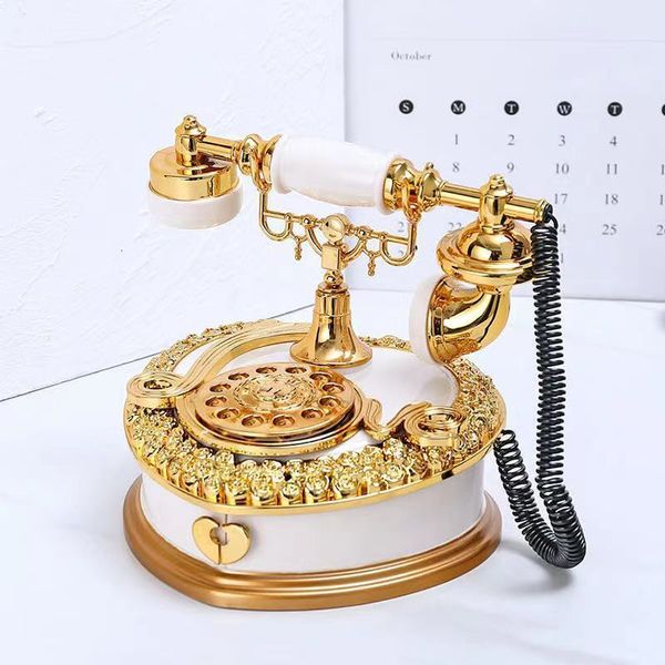 Dekorative Objekte Figuren Kreatives Zifferblatt Altmodisches Telefon Spieluhr Spieluhr Heim Weinschrank Veranda Dekoration Geschenk Musik Dekor Vintage Ornament 230911