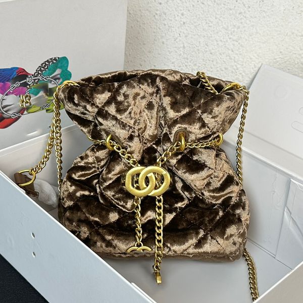 Tasarımcı kadın mini makyaj çantası peluş kofuka çanta ipi altın donanım metal l zinciri lüks el çantası zarif küçük kolye matelasse zincir crossbody cüzdan 18x13