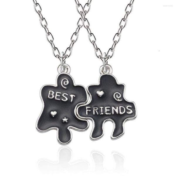 Collane con ciondolo Collana di amici della moda per donne Amico per sempre Rosa Nero Jigsaw BFF Collane Pendenti Puzzle Gioielli Regalo