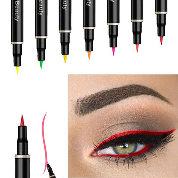 Lidschatten-Liner-Kombination, 12 Farben, Eyeliner, Flüssigstift, wasserfest, leicht zu tragen, Make-up, mattierter Liner, Blau, Rot, Grün, Weiß, Gold, Braun, Eyliner 230911